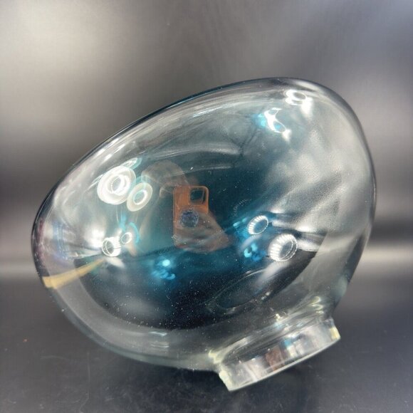 Hollow Cyan Blue Crystal Vacuum Formed Double Wall Glass Bowl Dish Centerpiece - Picture 10 of 16